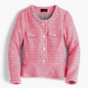 💜 J. Crew Hot Pink Tweed Blazer w/ Peplum Ruffle